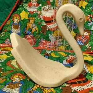 Ceramic off white with brown ceramic towel holder Swan.